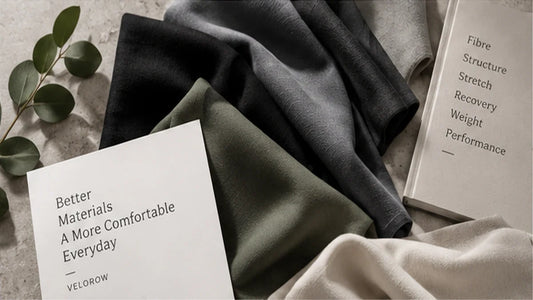 Close-up of soft fabric showing texture, stretch and material construction